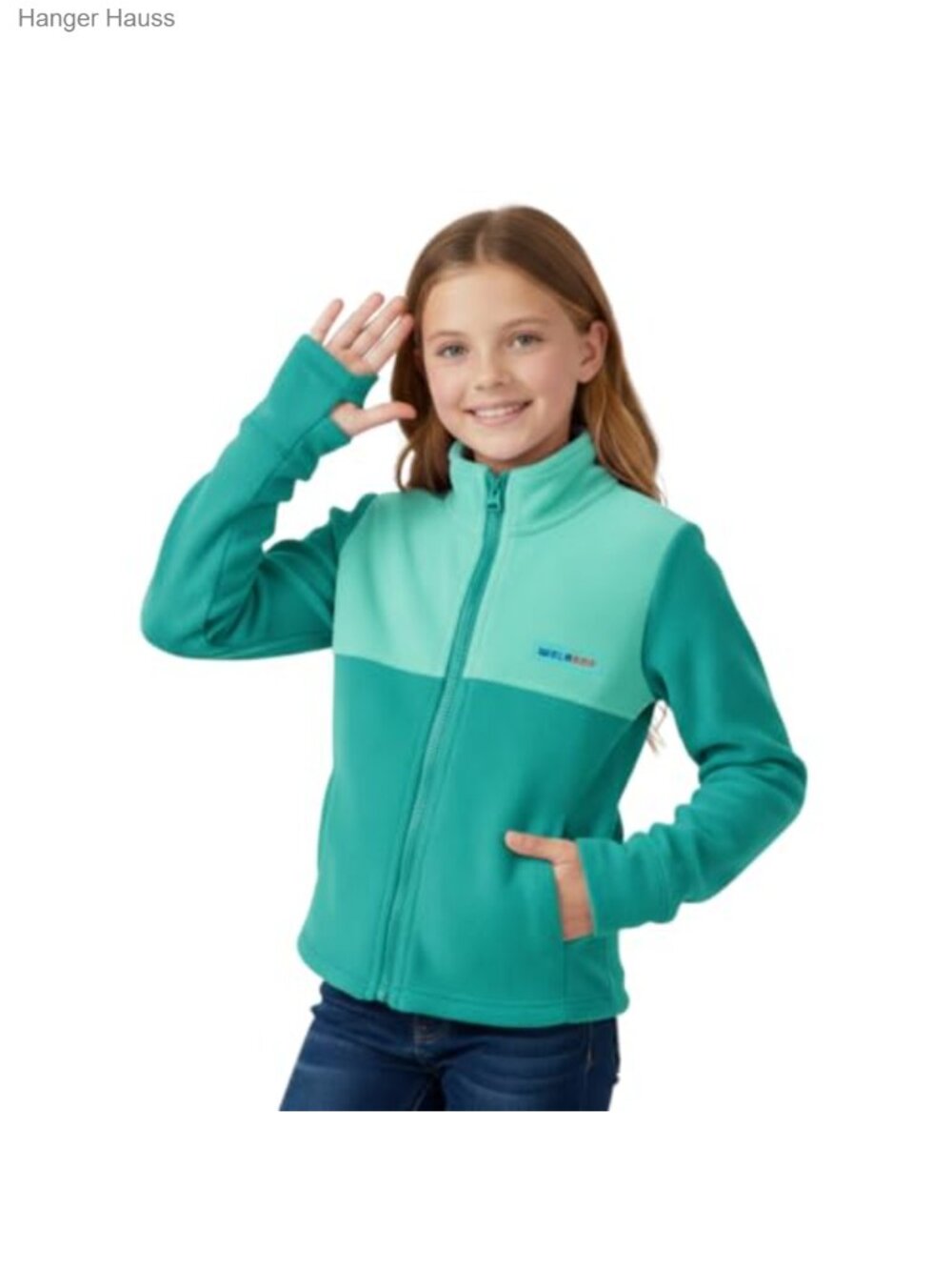 Girls Fleece Jacket Zip-Up Coat Pockets Thumb-Hole Cuffs Fall Winter